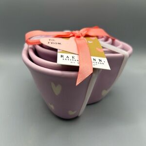 Rae Dunn Valentine Lavender Purple Heart Measuring Cups With White Hearts NEW
